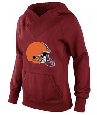 Women's Cleveland Browns Logo Pullover Hoodie Red Women's Cleveland Browns Logo Pullover Hoodie Red