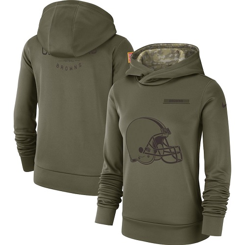 Women's Cleveland Browns Nike Olive Salute to Service Sideline Therma Performance Pullover Hoodie