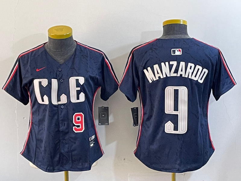 Women's Cleveland Guardians #9 Kyle Manzardo Navy 2024 City Connect Stitched Baseball Jersey(Run Small) 2 Women's Cleveland Guardians #9 Kyle Manzardo Navy 2024 City Connect Stitched Baseball Jersey(Run Small) 2