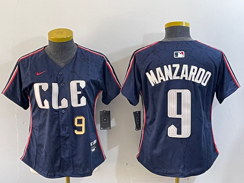 Women's Cleveland Guardians #9 Kyle Manzardo Navy 2024 City Connect Stitched Baseball Jersey(Run Small) 3 Women's Cleveland Guardians #9 Kyle Manzardo Navy 2024 City Connect Stitched Baseball Jersey(Run Small) 3