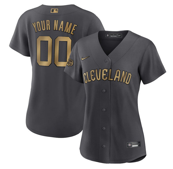 Women's Cleveland Guardians ACTIVE PLAYER Custom 2022 All-Star Charcoal Stitched Baseball Jersey(Run Small) Women's Cleveland Guardians ACTIVE PLAYER Custom 2022 All-Star Charcoal Stitched Baseball Jersey(Run Small)