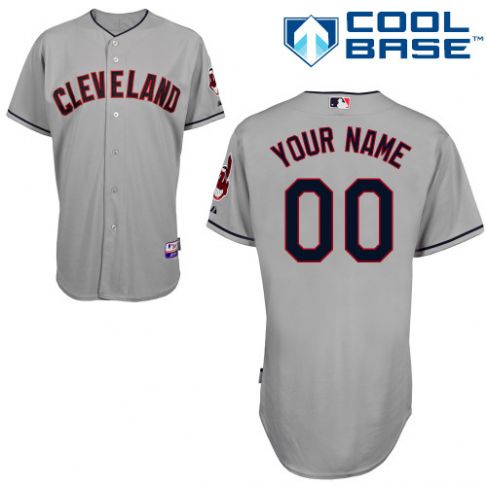 Women's Cleveland Indians Grey Customized Jersey Women's Cleveland Indians Grey Customized Jersey