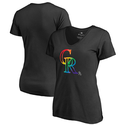Women's Colorado Rockies Fanatics Branded Pride Black T-Shirt Women's Colorado Rockies Fanatics Branded Pride Black T-Shirt