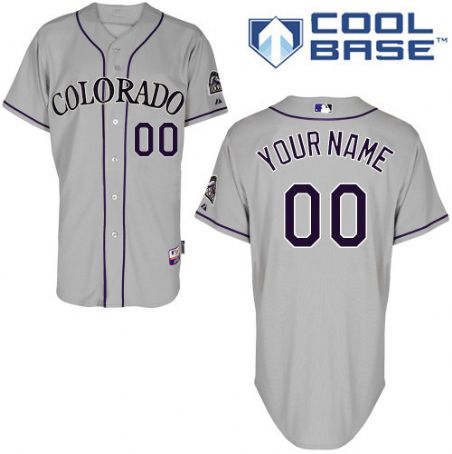 Women's Colorado Rockies Road Grey Customized Jersey Women's Colorado Rockies Road Grey Customized Jersey