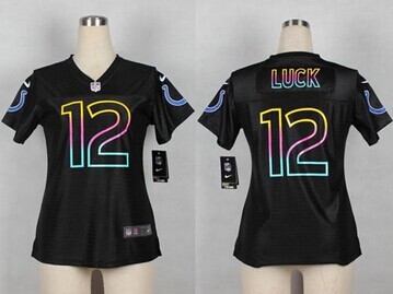 Women's Colts #12 Andrew Luck Black NFL Fashion Game Jersey