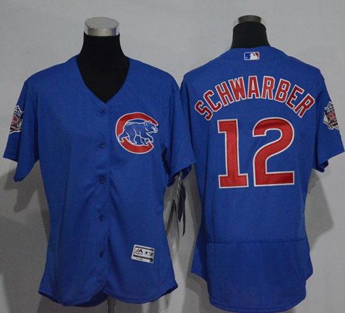 Women's Cubs #12 Kyle Schwarber Blue Flexbase Authentic Stitched MLB Jersey
