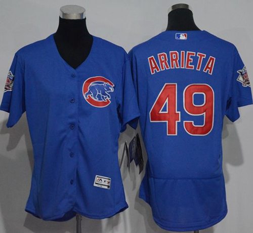 Women's Cubs #49 Jake Arrieta Blue Flexbase Authentic Stitched MLB Jersey