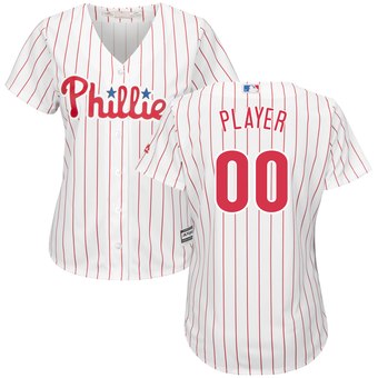 Women's Custom Philadelphia Phillies White Scarlet Home Cool Base Jersey Women's Custom Philadelphia Phillies White Scarlet Home Cool Base Jersey