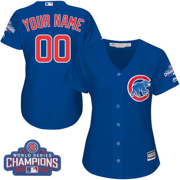 Women's Customized MLB Majestic Alternate Chicago Cubs 2016 World Series Champions Cool Base Royal Blue Jersey Women's Customized MLB Majestic Alternate Chicago Cubs 2016 World Series Champions Cool Base Royal Blue Jersey