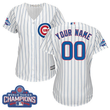 Women's Customized MLB Majestic Home Chicago Cubs 2016 World Series Champions Cool Base White Jersey Women's Customized MLB Majestic Home Chicago Cubs 2016 World Series Champions Cool Base White Jersey
