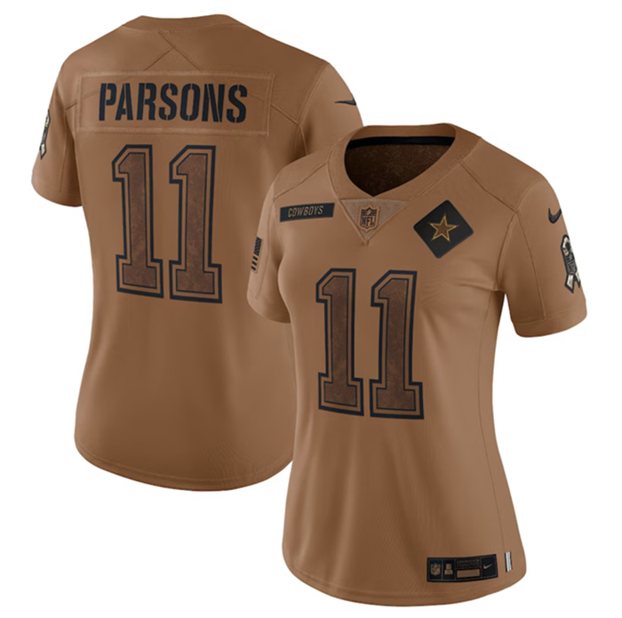 Women's Dallas Cowboys #11 Micah Parsons 2023 Brown Salute To Service Limited Stitched Football Jersey(Run Small) Women's Dallas Cowboys #11 Micah Parsons 2023 Brown Salute To Service Limited Stitched Football Jersey(Run Small)