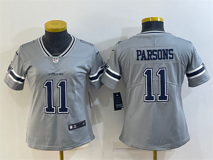 Women's Dallas Cowboys #11 Micah Parsons Gray Stitched Jersey(Run Small) Women's Dallas Cowboys #11 Micah Parsons Gray Stitched Jersey(Run Small)