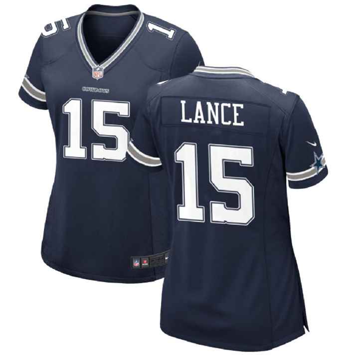 Women's Dallas Cowboys #15 Trey Lance Navy Navy Stitched Football Jersey(Run Small) Women's Dallas Cowboys #15 Trey Lance Navy Navy Stitched Football Jersey(Run Small)