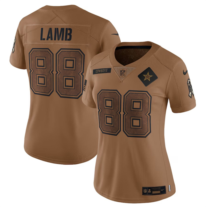 Women's Dallas Cowboys #88 CeeDee Lamb 2023 Brown Salute To Service Limited Stitched Football Jersey(Run Small) Women's Dallas Cowboys #88 CeeDee Lamb 2023 Brown Salute To Service Limited Stitched Football Jersey(Run Small)