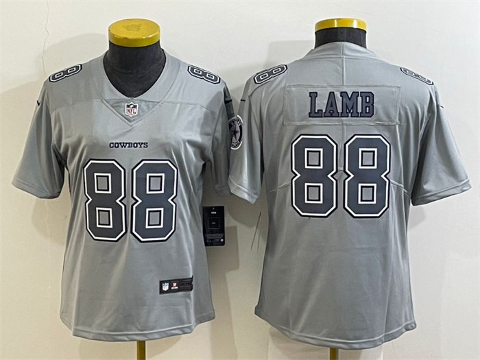 Women's Dallas Cowboys #88 CeeDee Lamb Grey Atmosphere Fashion Stitched Jersey(Run Small) Women's Dallas Cowboys #88 CeeDee Lamb Grey Atmosphere Fashion Stitched Jersey(Run Small)
