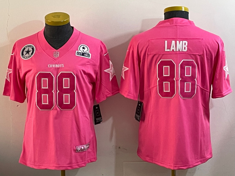 Women's Dallas Cowboys #88 CeeDee Lamb Pink Vapor Untouchable Limited Stitched Football Jersey(Run Small) 1 Women's Dallas Cowboys #88 CeeDee Lamb Pink Vapor Untouchable Limited Stitched Football Jersey(Run Small) 1