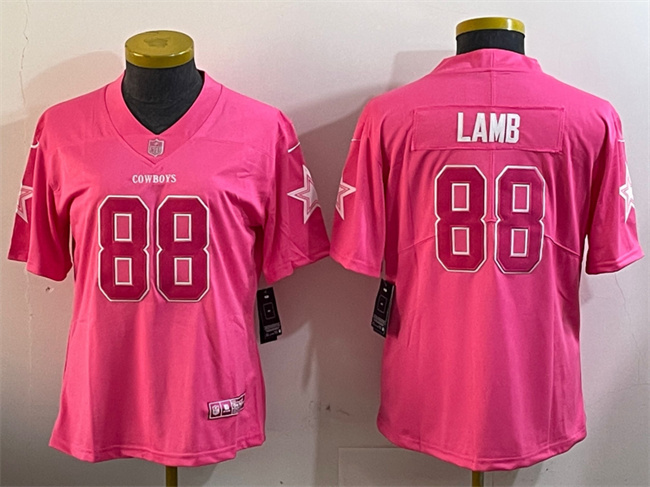 Women's Dallas Cowboys #88 CeeDee Lamb Pink Vapor Untouchable Limited Stitched Football Jersey(Run Small) Women's Dallas Cowboys #88 CeeDee Lamb Pink Vapor Untouchable Limited Stitched Football Jersey(Run Small)