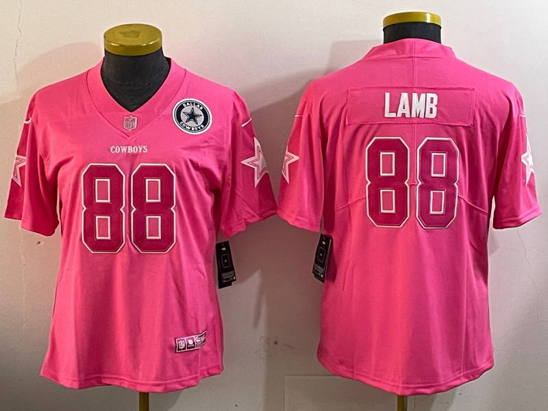 Women's Dallas Cowboys #88 CeeDee Lamb Pink Vapor Untouchable Limited Stitched Football Jersey(Run Small) 2 Women's Dallas Cowboys #88 CeeDee Lamb Pink Vapor Untouchable Limited Stitched Football Jersey(Run Small) 2