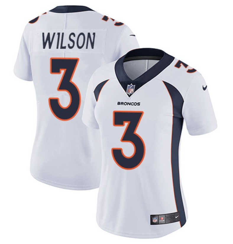 Women's Denver Broncos #3 Russell Wilson White Vapor Limited Stitched Jersey(Run Small) Women's Denver Broncos #3 Russell Wilson White Vapor Limited Stitched Jersey(Run Small)