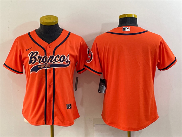 Women's Denver Broncos Blank Orange With Patch Cool Base Stitched Baseball Jersey(Run Small) Women's Denver Broncos Blank Orange With Patch Cool Base Stitched Baseball Jersey(Run Small)