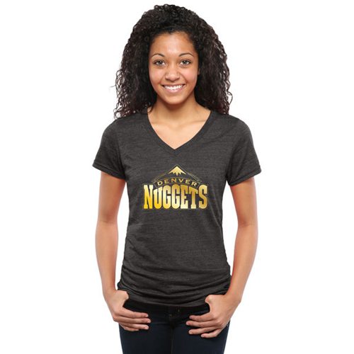 Women's Denver Nuggets Gold Collection V-Neck Tri-Blend T-Shirt Black Women's Denver Nuggets Gold Collection V-Neck Tri-Blend T-Shirt Black