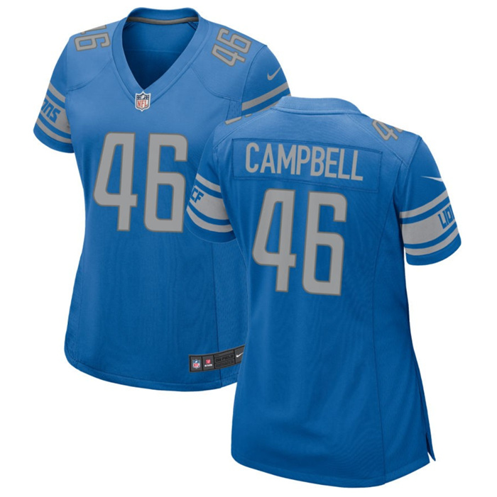 Women's Detroit Lions #46 Jack Campbell Blue Stitched Game Jersey(Run Smaller) Women's Detroit Lions #46 Jack Campbell Blue Stitched Game Jersey(Run Smaller)