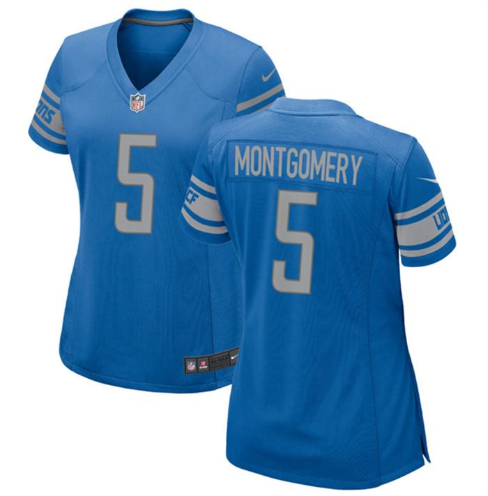 Women's Detroit Lions #5 David Montgomery Blue Stitched Jersey(Run Smaller) Women's Detroit Lions #5 David Montgomery Blue Stitched Jersey(Run Smaller)