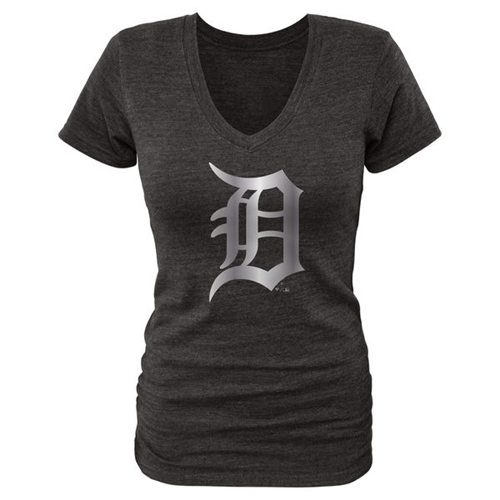 Women's Detroit Tigers Fanatics Apparel Platinum Collection V-Neck Tri-Blend T-Shirt Black Women's Detroit Tigers Fanatics Apparel Platinum Collection V-Neck Tri-Blend T-Shirt Black