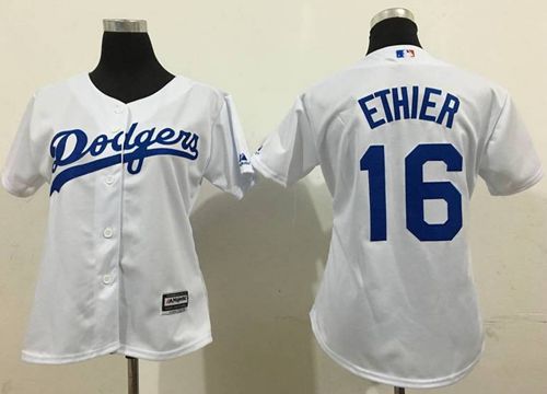 Women's Dodgers #16 Andre Ethier White Lady Fashion Stitched MLB Jersey