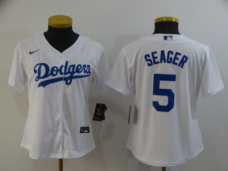 Women's Dodgers #5 Corey Seager White Jersey
