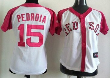 Women's Fashion Boston Red Sox #15 Dustin Pedroia White-Pink Splash Fashion Baseball Jersey Women's Fashion Boston Red Sox #15 Dustin Pedroia White-Pink Splash Fashion Baseball Jersey