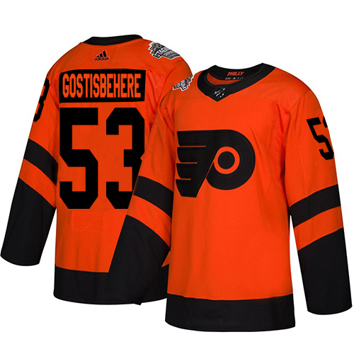 Women's Flyers #53 Shayne Gostisbehere Orange Authentic 2019 Stadium Series Women's Stitched Hockey Jersey