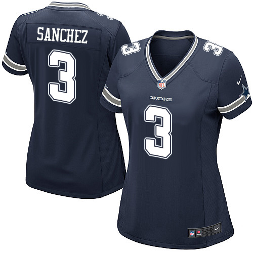 Women's Game Mark Sanchez Navy Blue Jersey Home #3 NFL Dallas Cowboys Nike