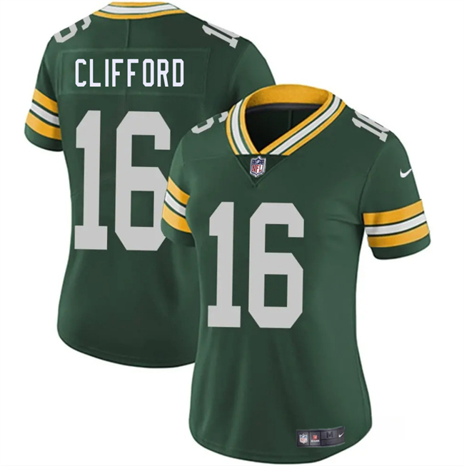 Women's Green Bay Packers #16 Sean Clifford Green 2025 Vapor Untouchable Limited Stitched Jersey(Run Small) Women's Green Bay Packers #16 Sean Clifford Green 2025 Vapor Untouchable Limited Stitched Jersey(Run Small)