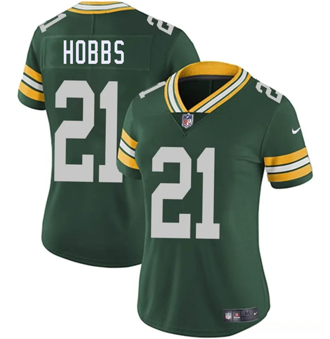 Women's Green Bay Packers #21 Nate Hobbs Green 2025 Vapor Untouchable Limited Stitched Jersey(Run Small) Women's Green Bay Packers #21 Nate Hobbs Green 2025 Vapor Untouchable Limited Stitched Jersey(Run Small)