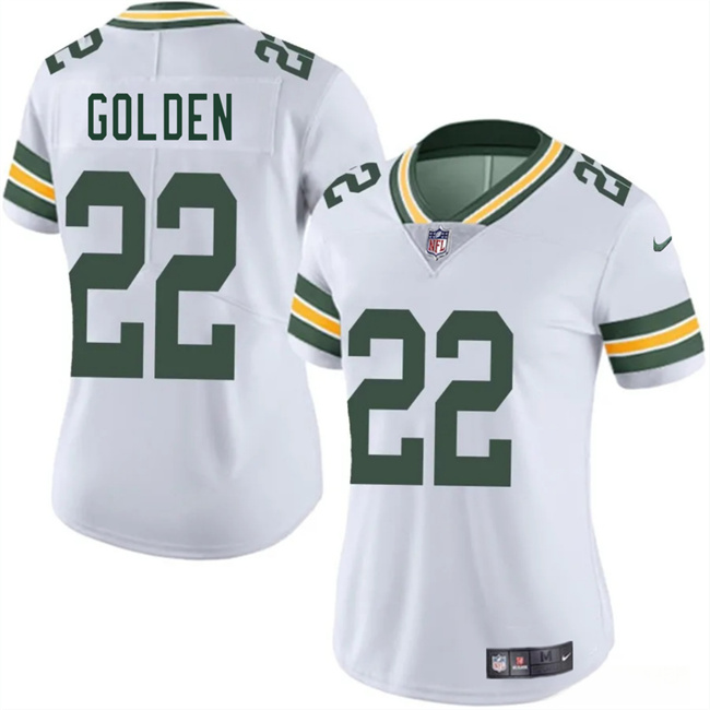 Women's Green Bay Packers #22 Matthew Golden White 2025 Draft Vapor Untouchable Limited Stitched Football Jersey(Run Small) Women's Green Bay Packers #22 Matthew Golden White 2025 Draft Vapor Untouchable Limited Stitched Football Jersey(Run Small)
