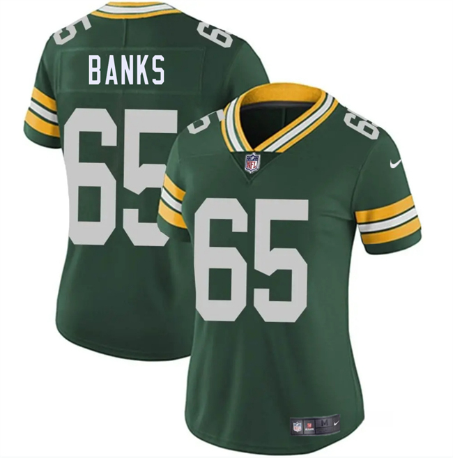 Women's Green Bay Packers #65 Aaron Banks Green 2025 Vapor Untouchable Limited Stitched Jersey(Run Small) Women's Green Bay Packers #65 Aaron Banks Green 2025 Vapor Untouchable Limited Stitched Jersey(Run Small)