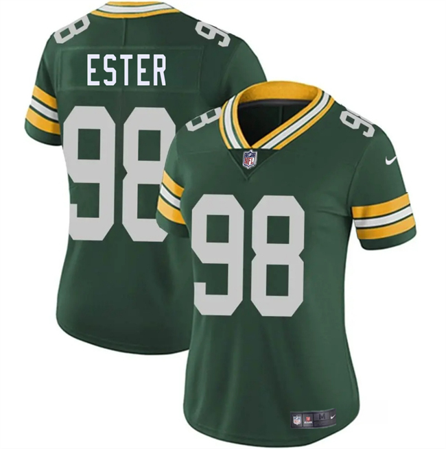 Women's Green Bay Packers #98 James Ester Green 2025 Vapor Untouchable Limited Stitched Jersey(Run Small) Women's Green Bay Packers #98 James Ester Green 2025 Vapor Untouchable Limited Stitched Jersey(Run Small)