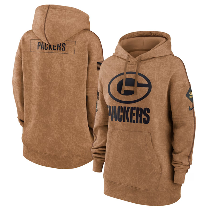 Women's Green Bay Packers 2023 Brown Salute To Service Pullover Hoodie(Run Small) Women's Green Bay Packers 2023 Brown Salute To Service Pullover Hoodie(Run Small)