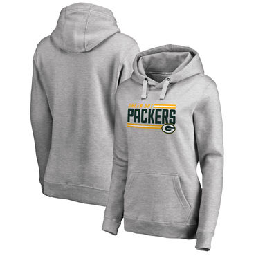 Women's Green Bay Packers NFL Pro Line By Fanatics Branded Ash Iconic Collection On Side Stripe Pullover Hoodie