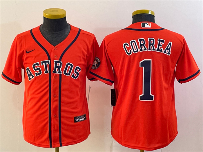 Women's Houston Astros #1 Carlos Correa Orange Cool Base Stitched Jersey(Run Small) Women's Houston Astros #1 Carlos Correa Orange Cool Base Stitched Jersey(Run Small)
