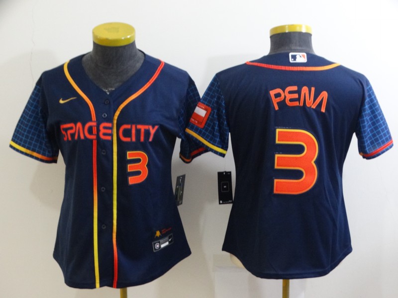 Women's Houston Astros #3 Jeremy Pe?a 2022 Navy City Connect Stitched Jersey(Run Small)