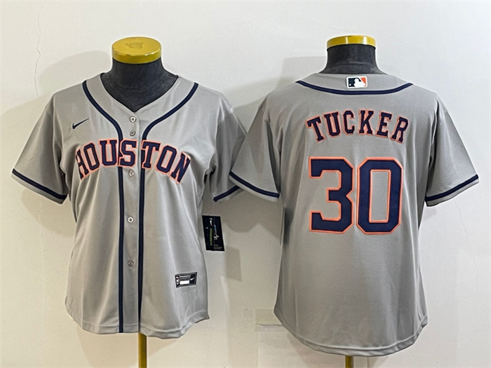 Women's Houston Astros #30 Kyle Tucker Gray Cool Base Stitched Baseball Jerseys(Run Small)