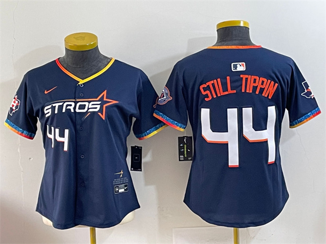 Women's Houston Astros #44 Still Tippin Navy 2025 City Connect With Texas Patch Limited Stitched Baseball Jersey(Run Small) Women's Houston Astros #44 Still Tippin Navy 2025 City Connect With Texas Patch Limited Stitched Baseball Jersey(Run Small)