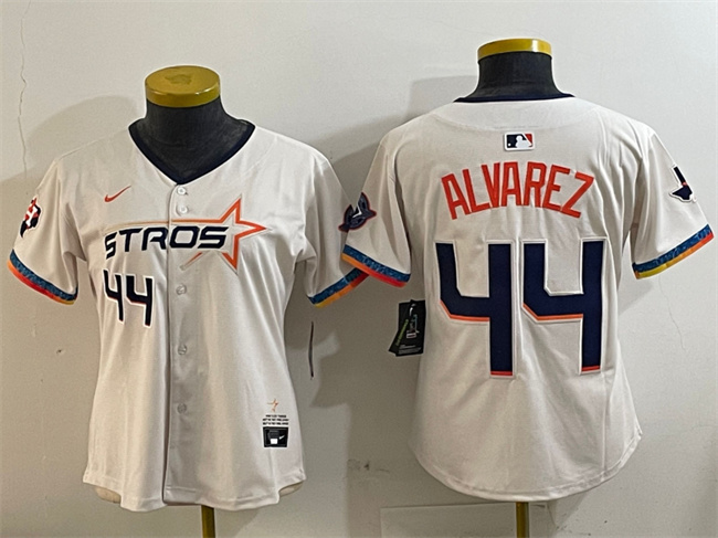 Women's Houston Astros #44 Yordan Alvarez Cream 2025 City Connect With Texas Patch Limited Stitched Baseball Jersey(Run Small) Women's Houston Astros #44 Yordan Alvarez Cream 2025 City Connect With Texas Patch Limited Stitched Baseball Jersey(Run Small)