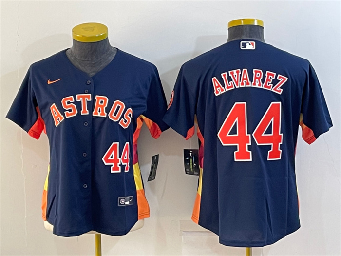 Women's Houston Astros #44 Yordan Alvarez Navy With Patch Cool Base Stitched Baseball Jerseys(Run Small)