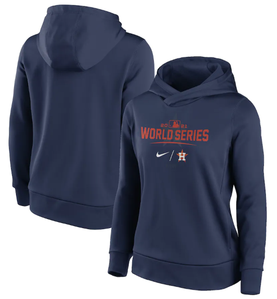 Women's Houston Astros 2021 Navy World Series Bound Collection Dugout Pullover Hoodie(Run Small) Women's Houston Astros 2021 Navy World Series Bound Collection Dugout Pullover Hoodie(Run Small)