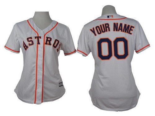 Women's Houston Astros Customized White Jersey Women's Houston Astros Customized White Jersey