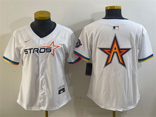 Women's Houston Astros Team Big Logo White 2025 City Connect Limited Stitched Baseball Jersey(Run Small) 001