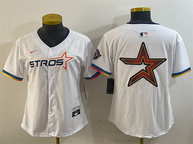Women's Houston Astros Team Big Logo White 2025 City Connect Limited Stitched Baseball Jersey(Run Small) 002